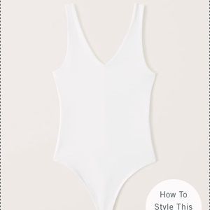 Double Layered White V Neck Bodysuit